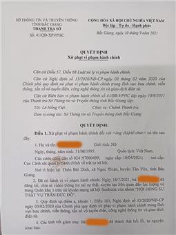 Xử phạt 5 triệu đồng đối tượng chia sẻ thông tin sai sự thật liên quan đến cán bộ quân đội